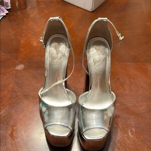 Sam Edelman Shiny Silver Heels